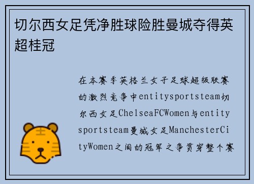 切尔西女足凭净胜球险胜曼城夺得英超桂冠